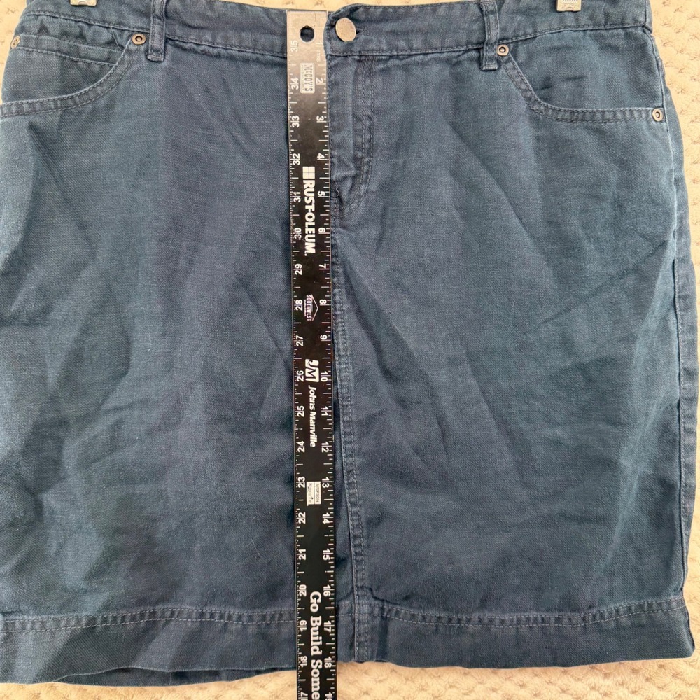 J. Jill Skirt Women 12 Navy Blue 100% Linen 5-Pocket Mini Straight Casual - Picture 6 of 10